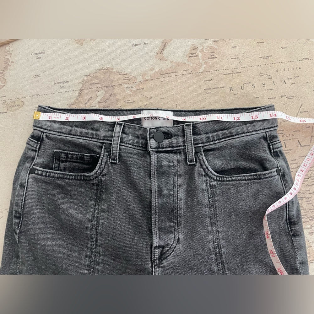 Cotton Citizen Vickie High-rise Split Front Hem Jeans Grey Black Denim Size 27 - Picture 9 of 14